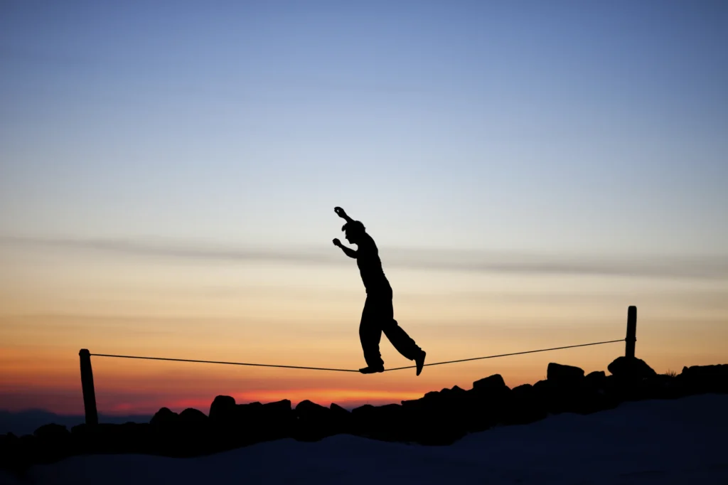feeling off balance after 50 person walking carefully with slight instability
