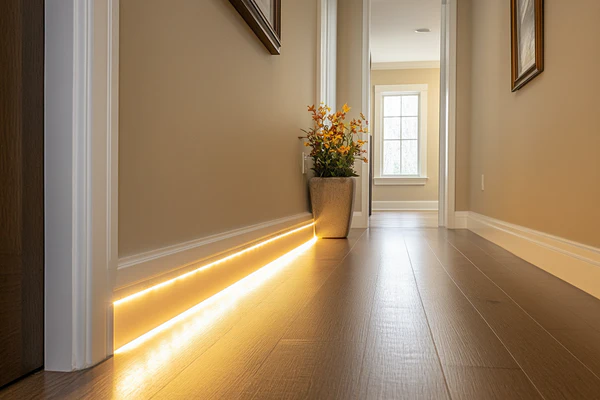 motion sensor lighting for home safety hallway baseboard LED strips improving nighttime visibility and safe movement