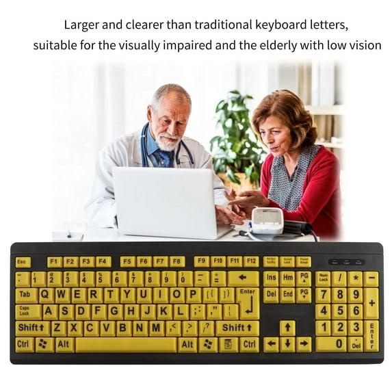 Large print keyboards for seniors with vision difficulties improve visibility and make typing easier.