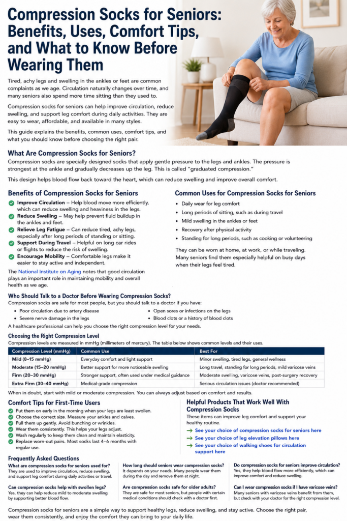 Compression socks for seniors helping support circulation and leg comfort