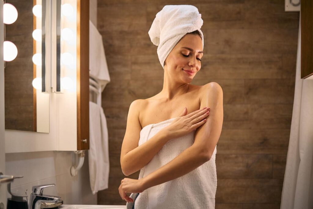 Healthy skin care routine after using filtered shower water