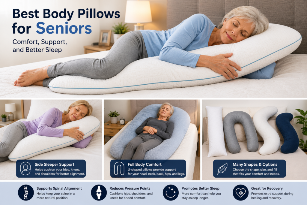 Body pillows for seniors helping improve comfort and sleep support